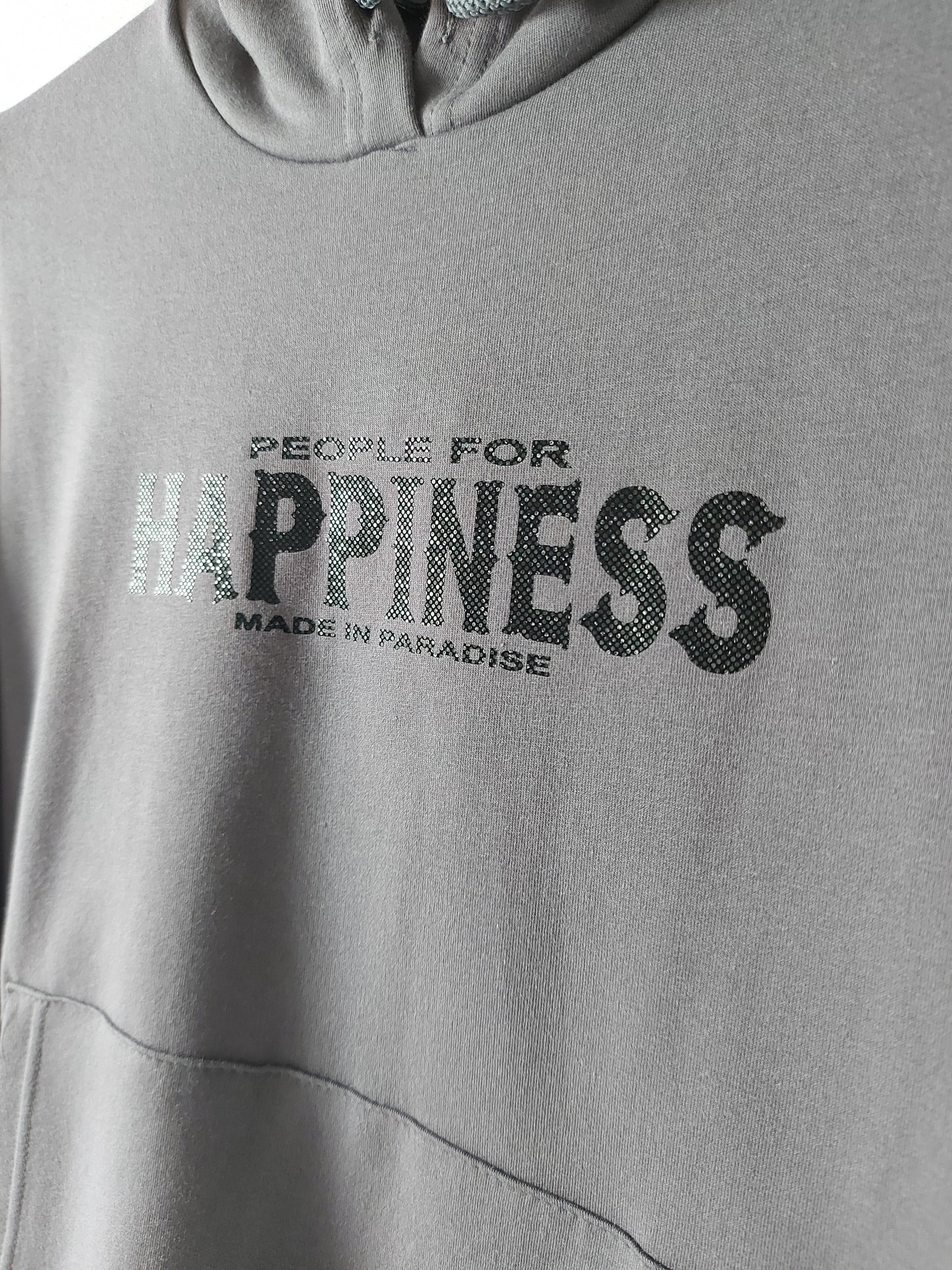 Felpa con Cappuccio Grigia Happiness