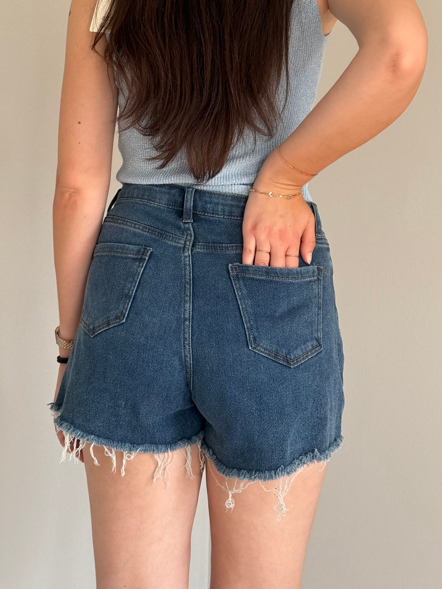 Short in Denim Scuro da Donna