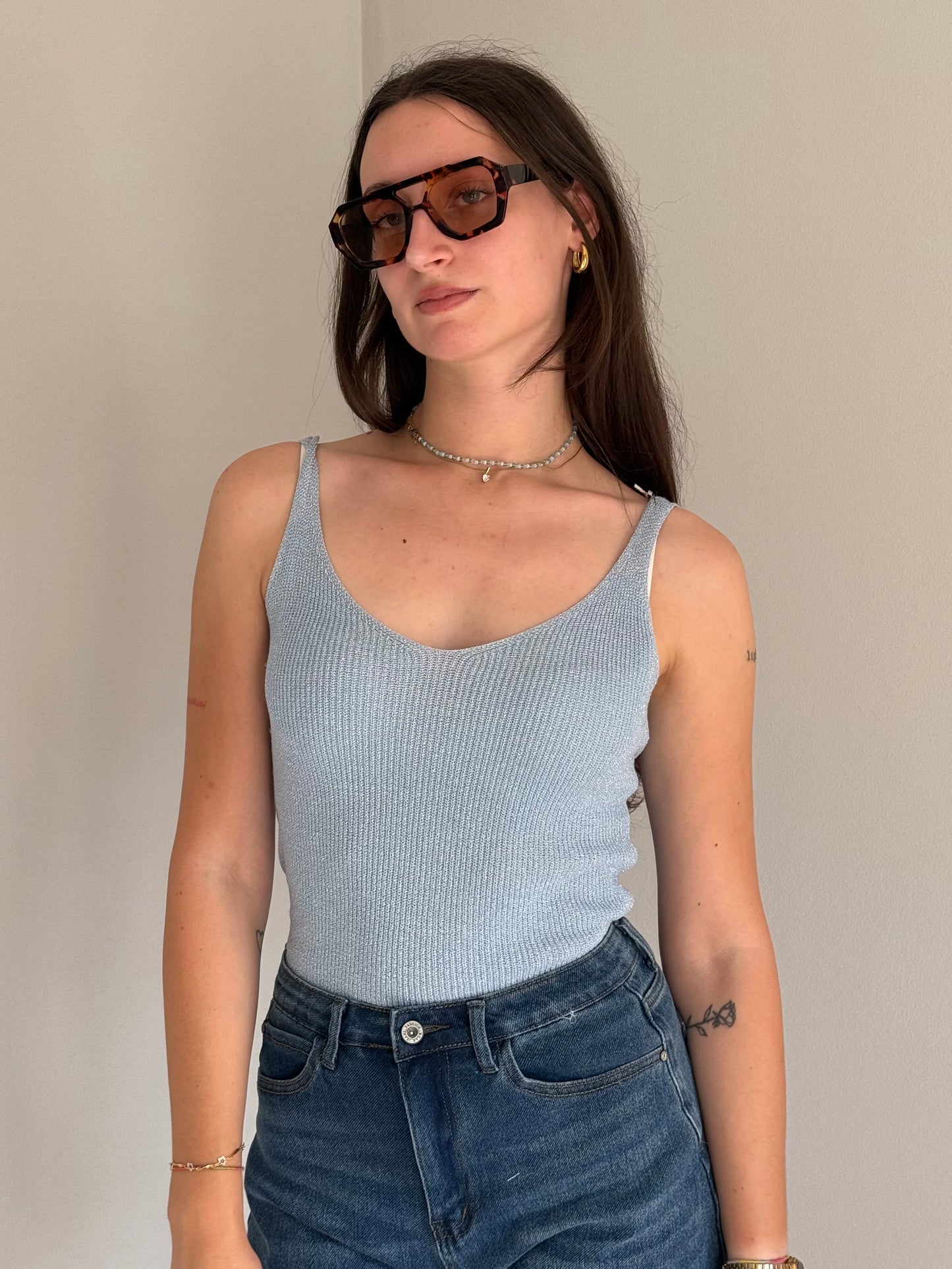 Canottiera Azzurra Leggera Donna