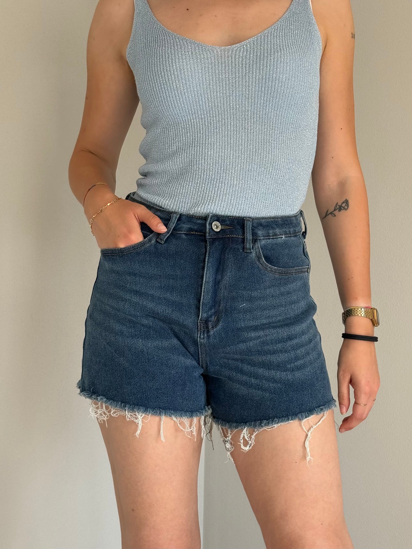 Short in Denim Scuro da Donna