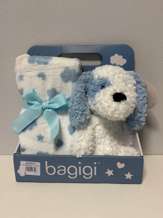 Set Plaid e Peluche Cane Azzurro Bagigi