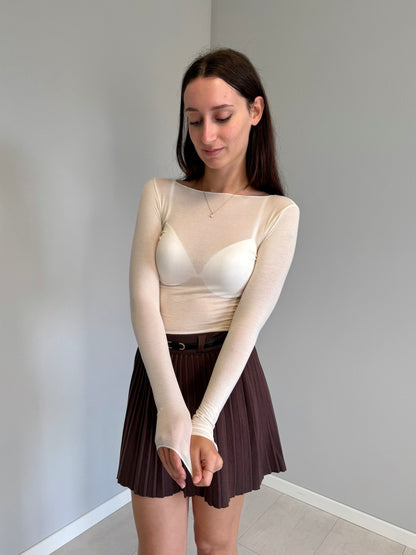 Maglia scollo a Barca con Manica Lunga in Cashmere Jadea 4064