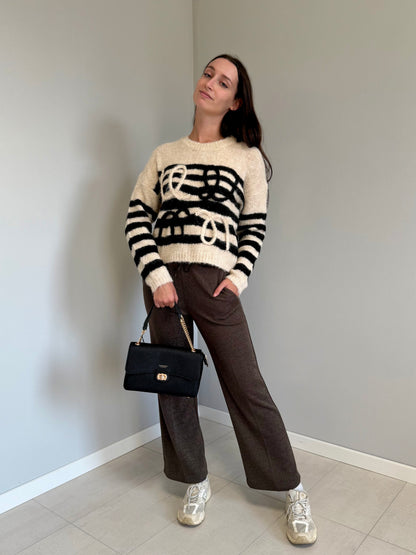 Maglio a Righe Bianche e Nere in Lana