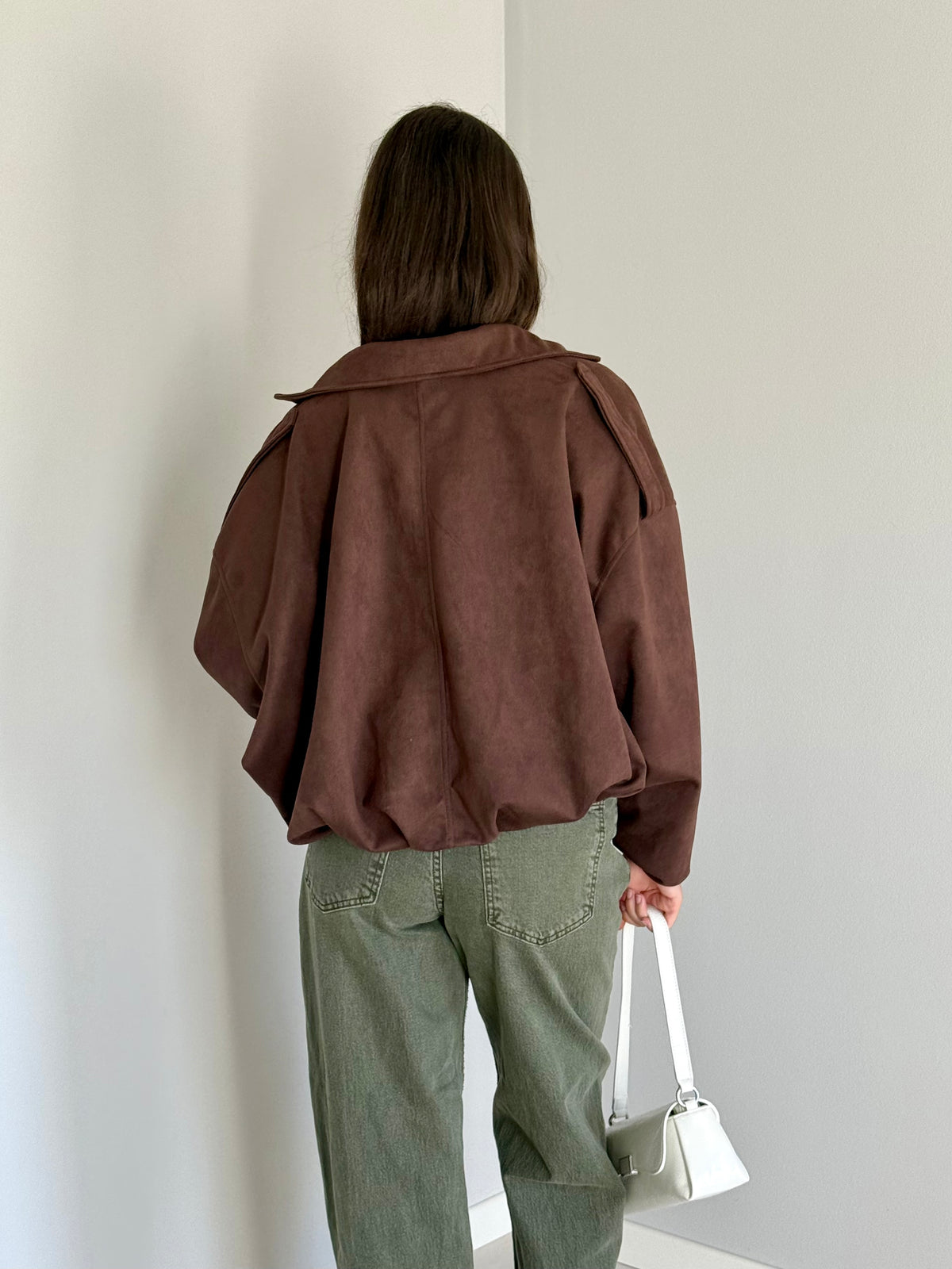 Giacca Oversize Scamosciata Marrone