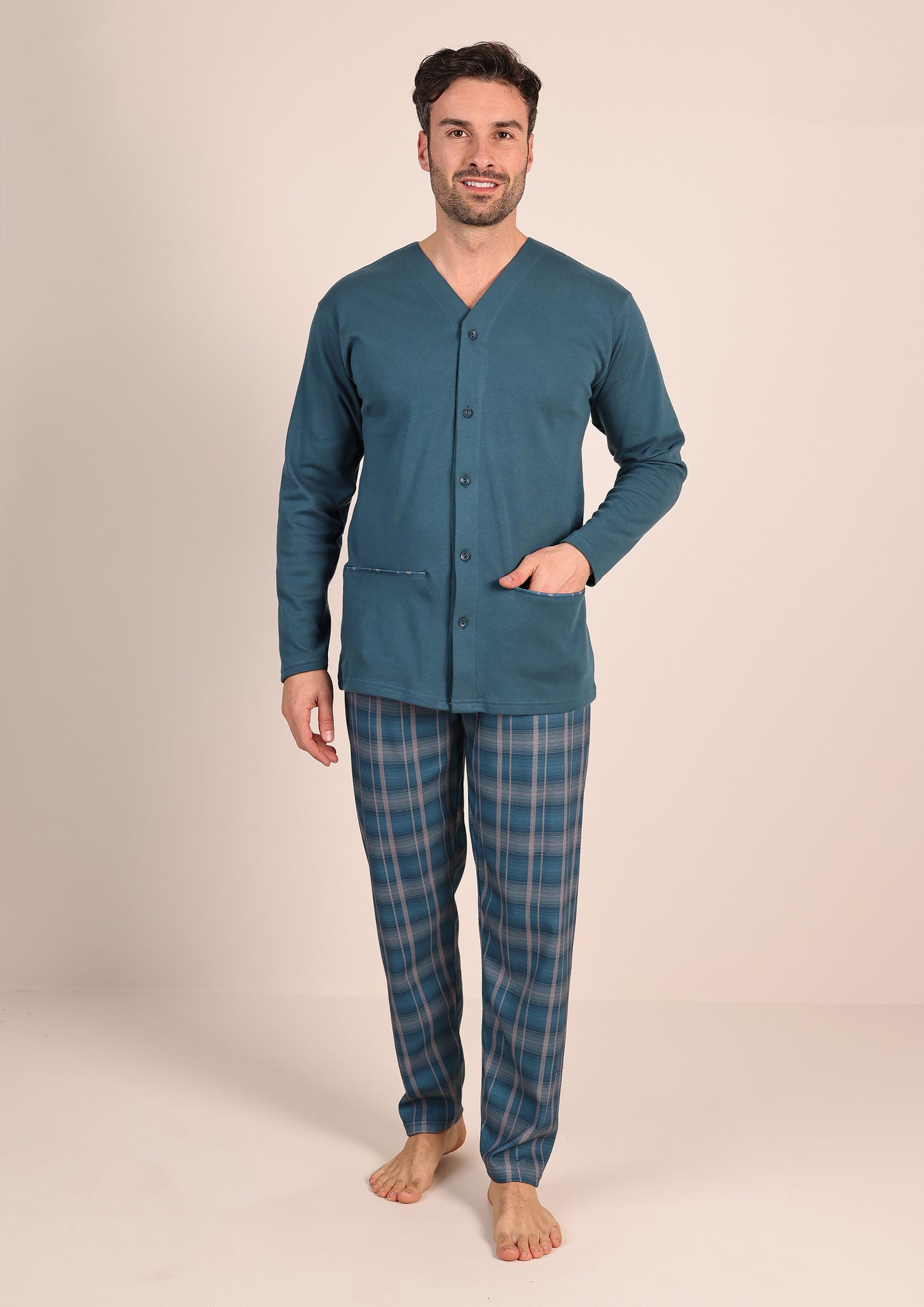 Pigiama Aperto Caldo Cotone Interlock Gary 6042