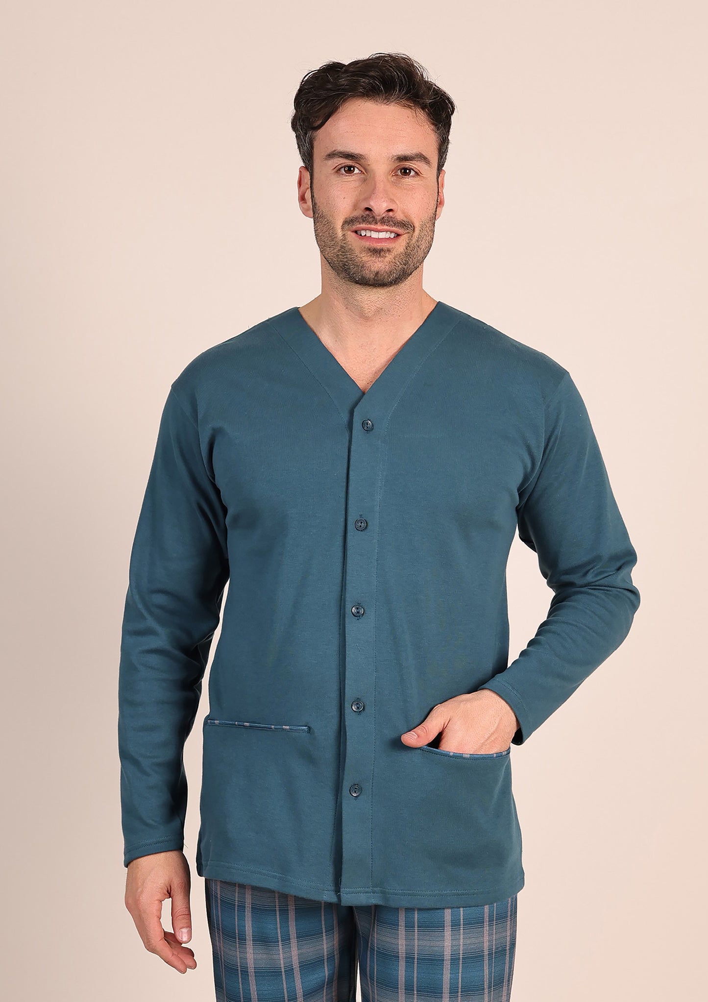 Pigiama Aperto Caldo Cotone Interlock Gary 6042