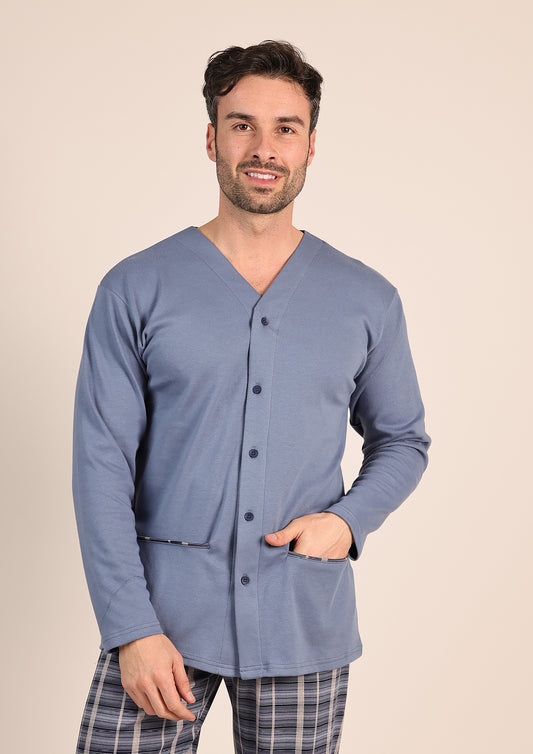 Pigiama Aperto Caldo Cotone Interlock Gary 6042
