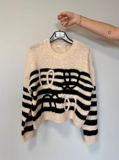 Maglio a Righe Bianche e Nere in Lana