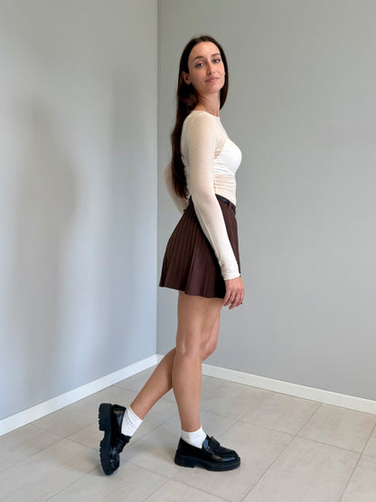 Mini Gonna con Plissè in Maglia