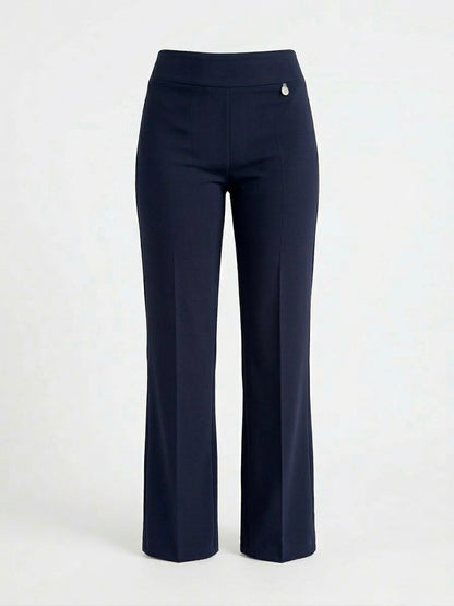 Pantalone Straight con Elastico in Vita Perla