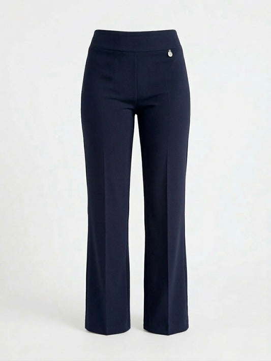 Pantalone Straight con Elastico in Vita Perla