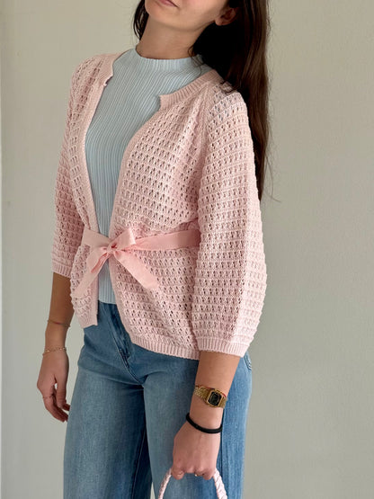 Cardigan in Filo con Fiocco