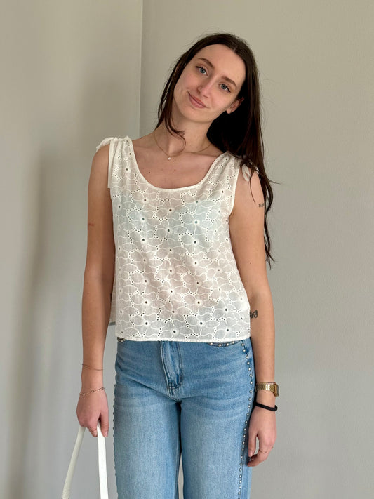 Canotta in Sangallo Bianca Brugi