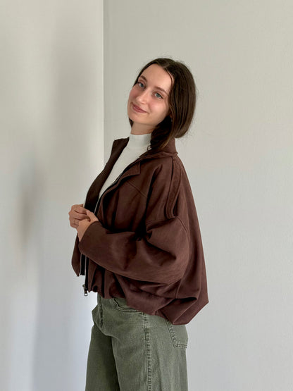 Giacca Oversize Scamosciata Marrone