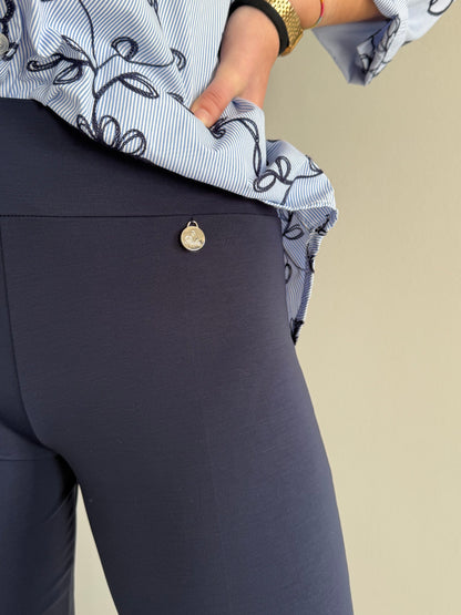 Pantalone Straight con Elastico in Vita Perla