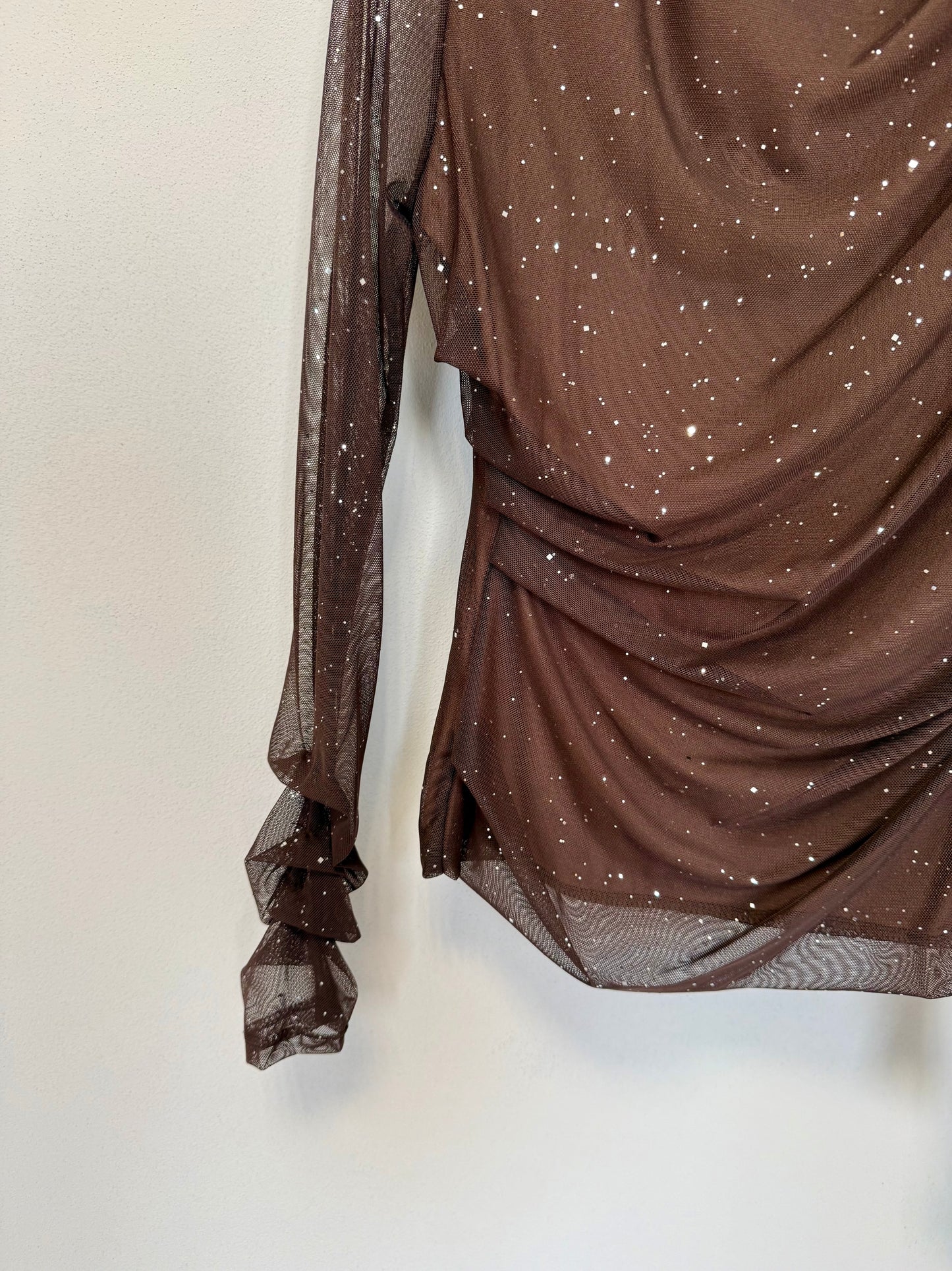 Maglia con Maniche Trasparenti e Paillettes