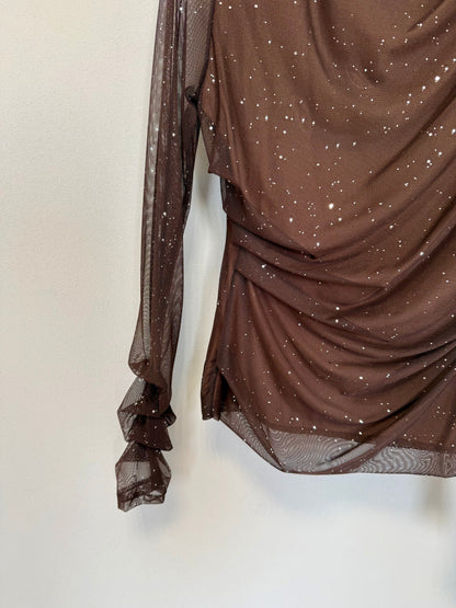 Maglia con Maniche Trasparenti e Paillettes