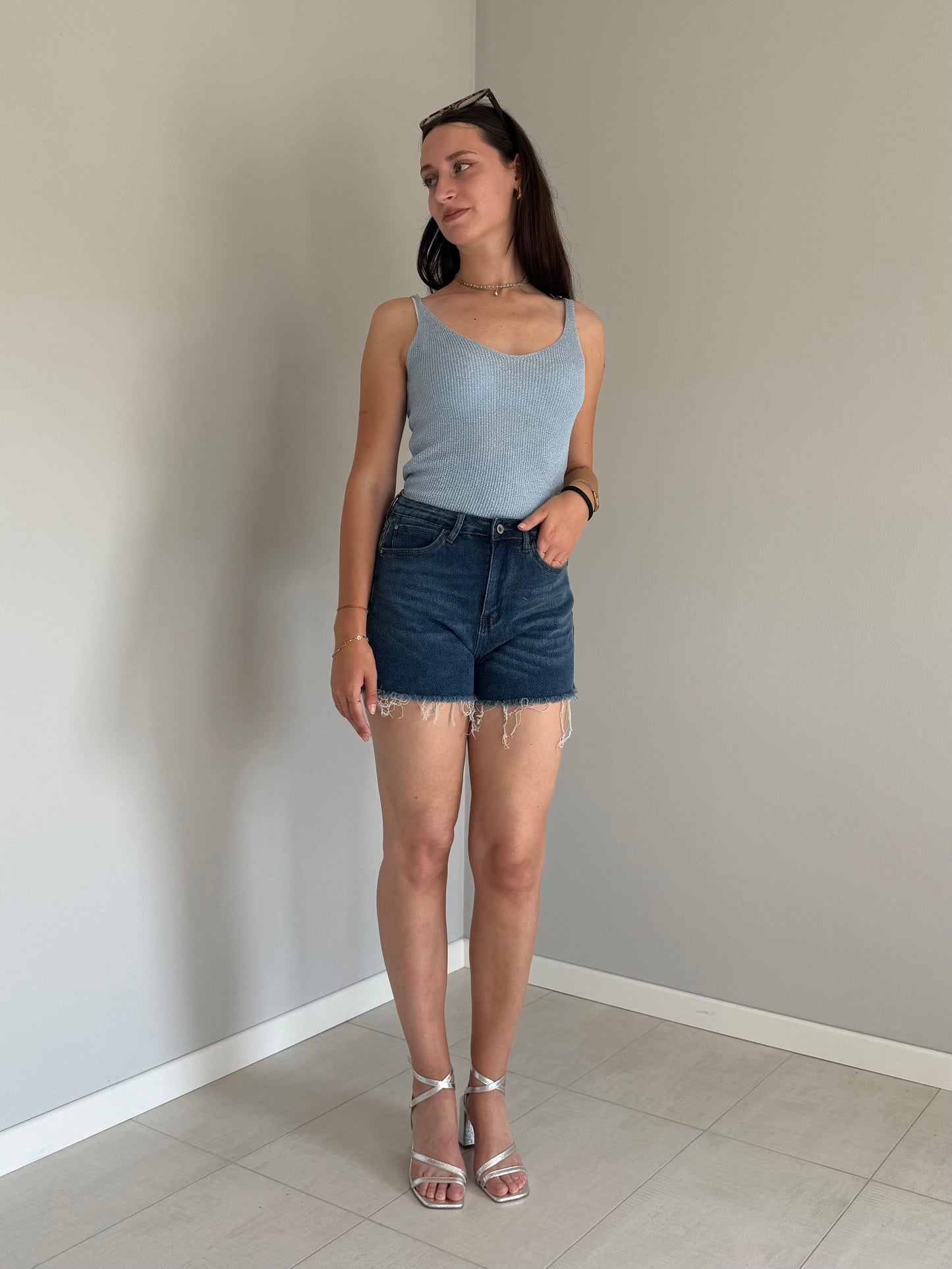 Short in Denim Scuro da Donna