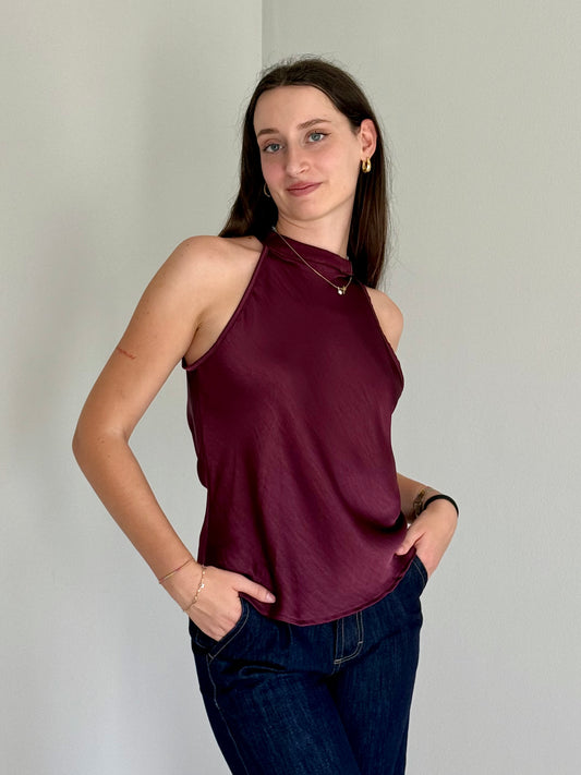 Top con Scollatura sulla Schiena Bordeaux