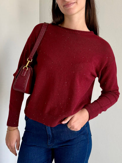 Maglione Bordeaux con Paillettes