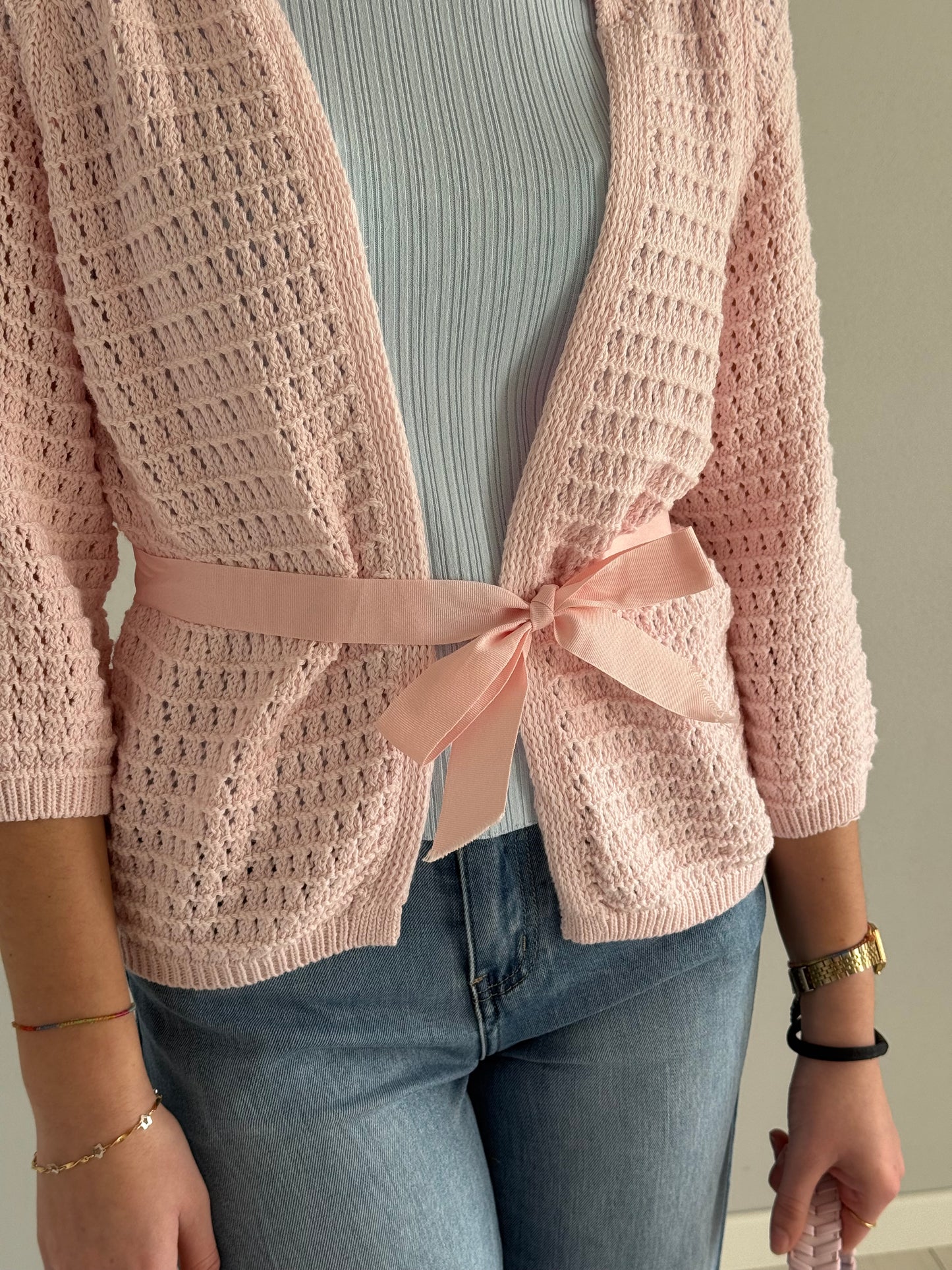 Cardigan in Filo con Fiocco