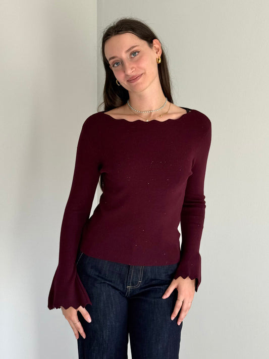 Maglione Bordeaux con Paillette