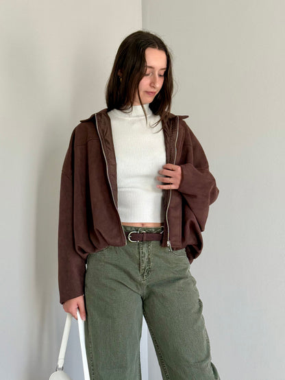 Giacca Oversize Scamosciata Marrone
