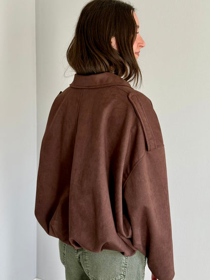 Giacca Oversize Scamosciata Marrone