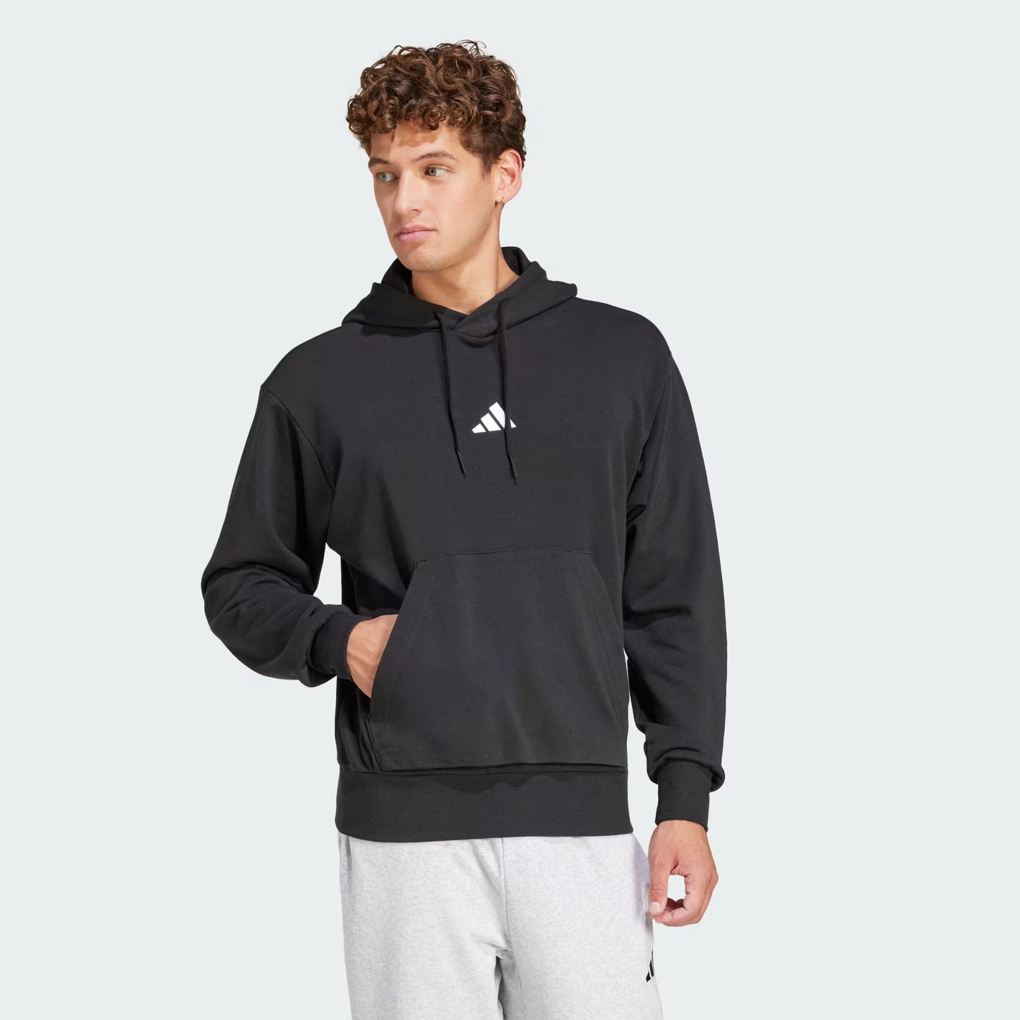 Felpa con Cappuccio adidas Essentials Feelcozy French Terry Nera