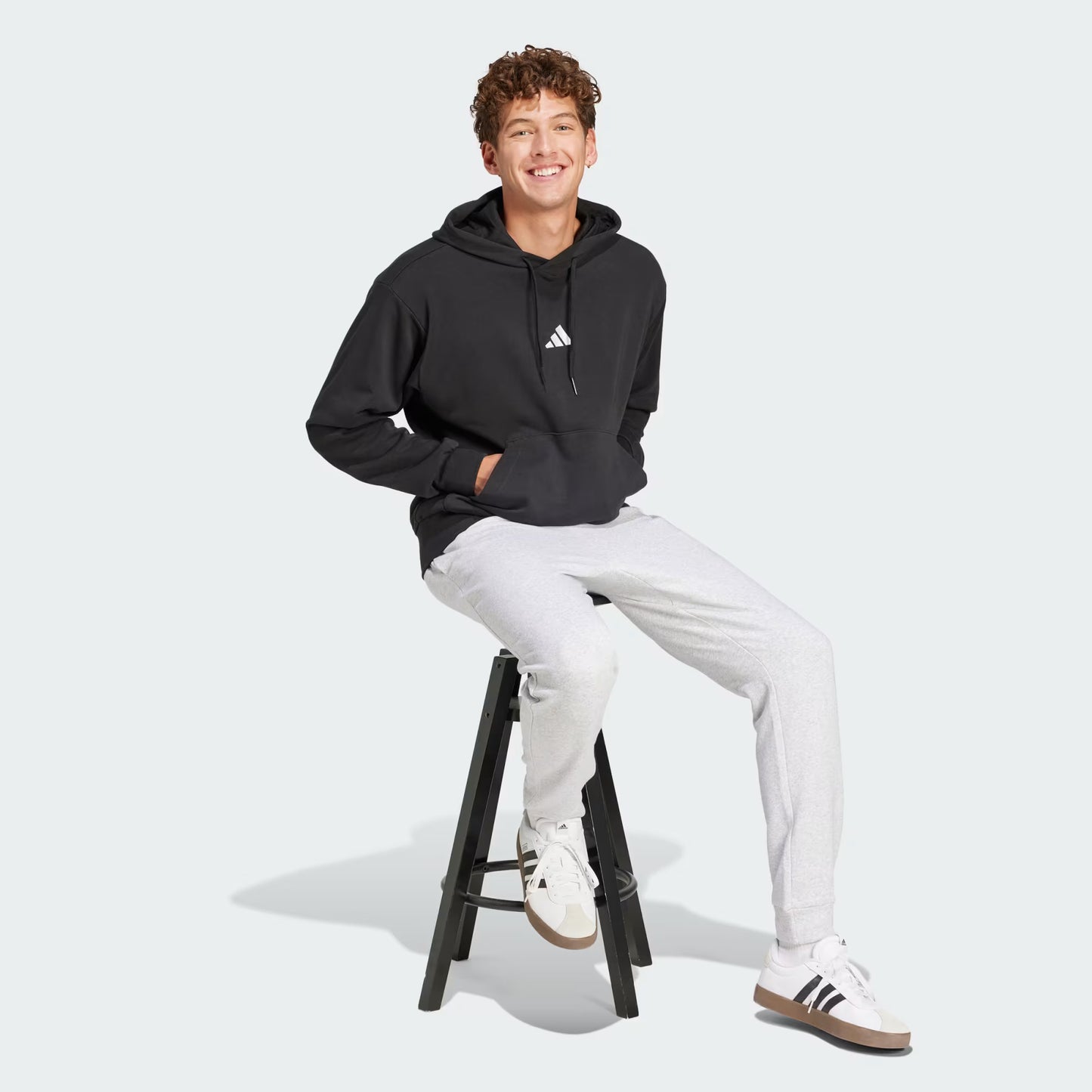 Felpa con Cappuccio adidas Essentials Feelcozy French Terry Nera