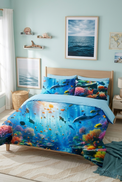 Completo Letto Lenzuola Matrimoniale Dolphin Novia