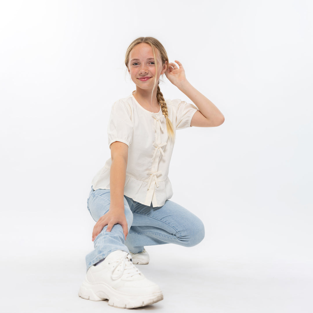 T-shirt Elegante con Fiocchi da Bambina No way Monday