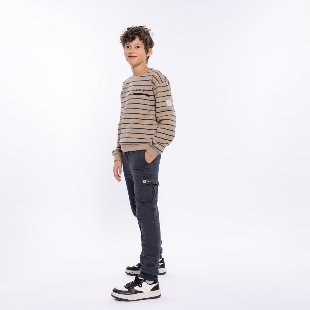 Maglietta a Righe da Ragazzo No Way Monday O56209-1