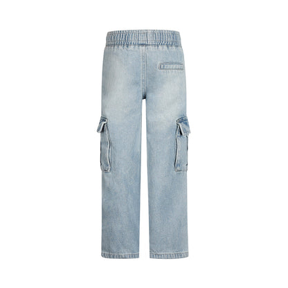Pantaloni Cargo da Bimba in Denim Chiaro Koko Noko O56917-37