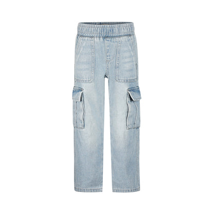 Pantaloni Cargo da Bimba in Denim Chiaro Koko Noko O56917-37