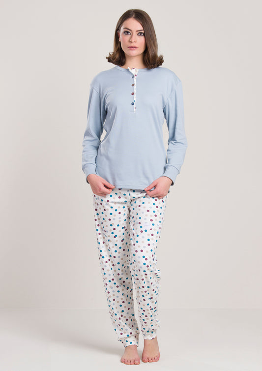 Pigiama Caldo Cotone Azzurro Gary V50010