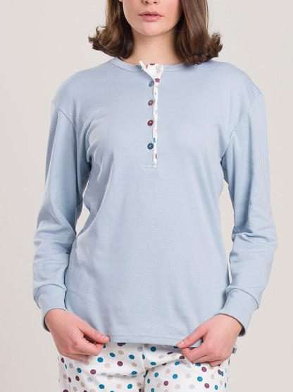Pigiama Caldo Cotone Azzurro Gary V50010