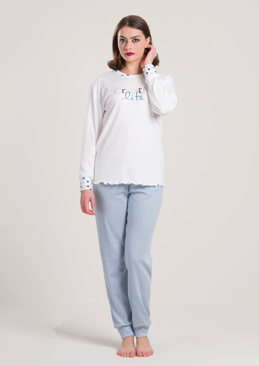 Pigiama Caldo Cotone Azzurro Gary V50014