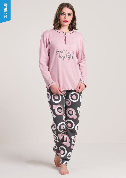 Pigiama Caldo Cotone Rosa Gary V50030
