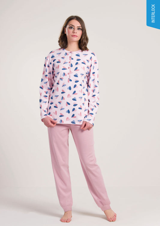 Pigiama Caldo Cotone Rosa Gary V50060