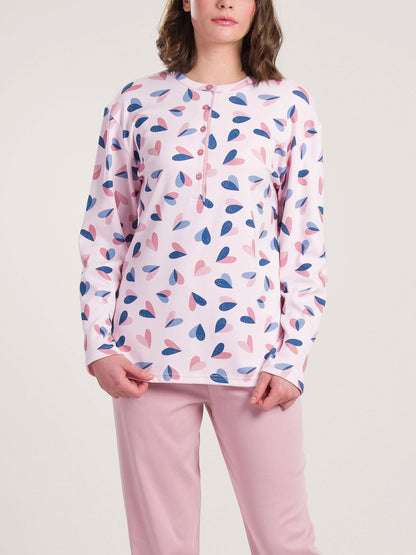 Pigiama Caldo Cotone Rosa Gary V50060