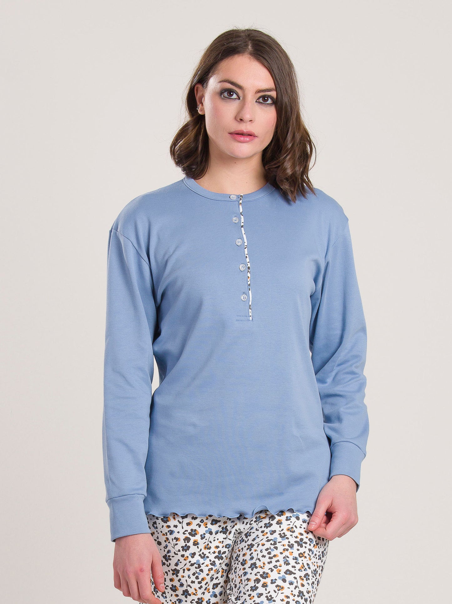 Pigiama Caldo Cotone Azzurro Gary V50065