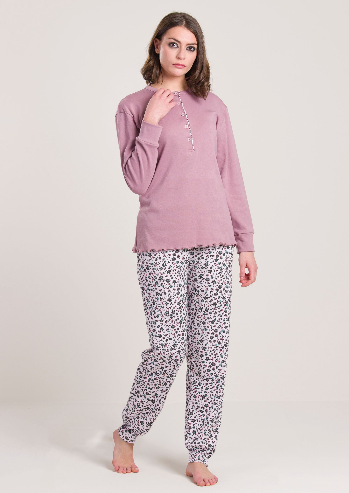 Pigiama Caldo Cotone Rosa Gary V50065
