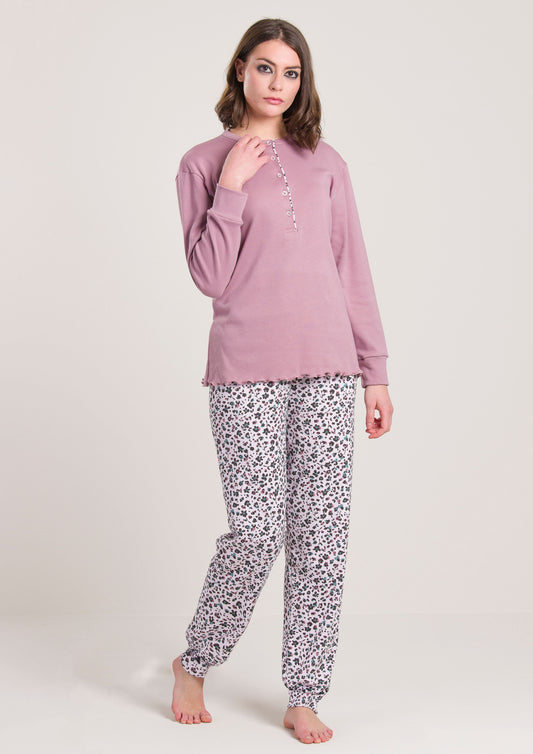 Pigiama Caldo Cotone Rosa Gary V50065