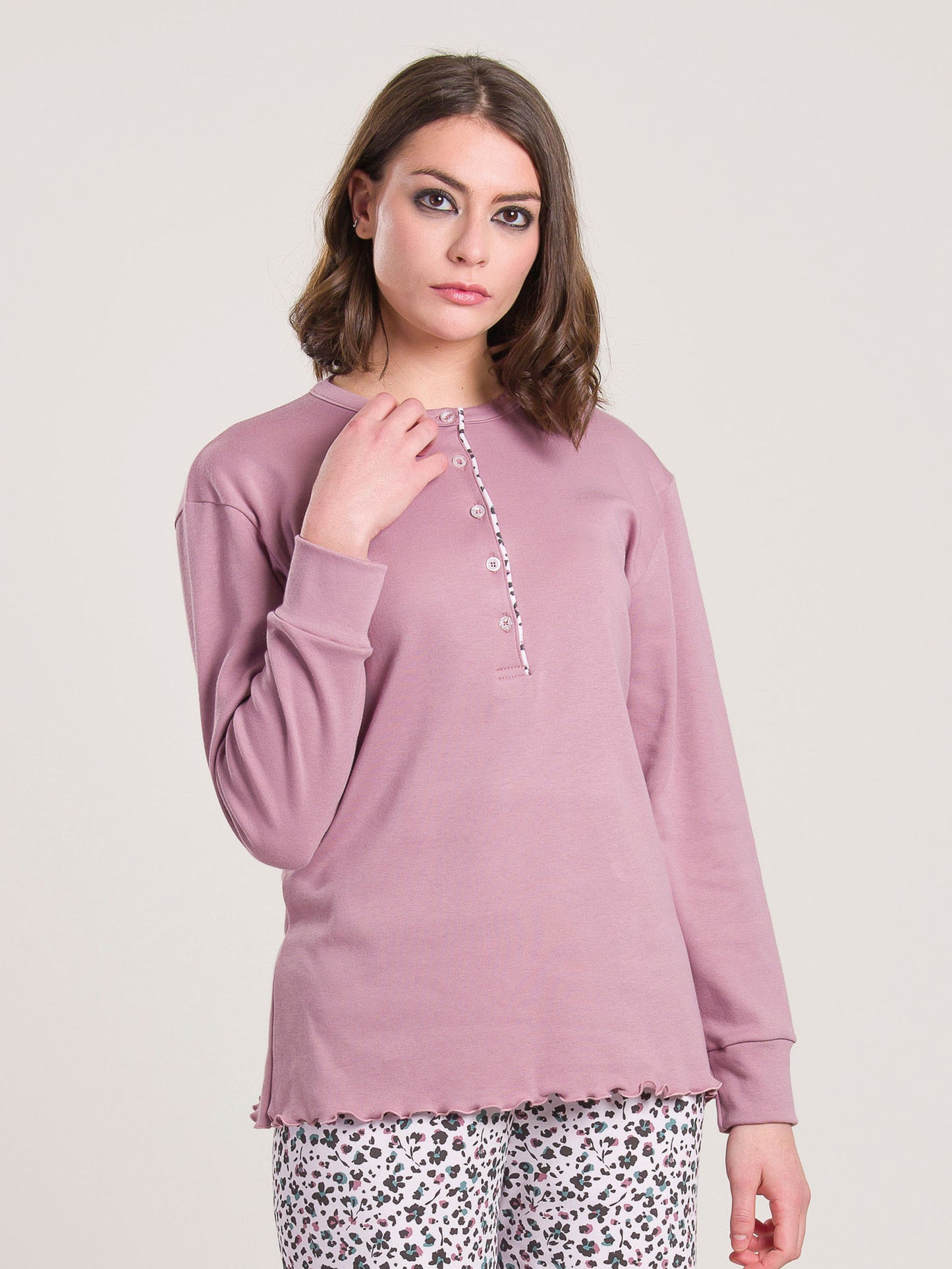 Pigiama Caldo Cotone Rosa Gary V50065