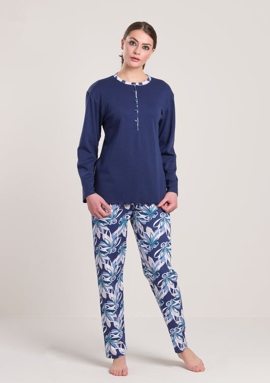 Pigiama Caldo Cotone Blu Gary V50075