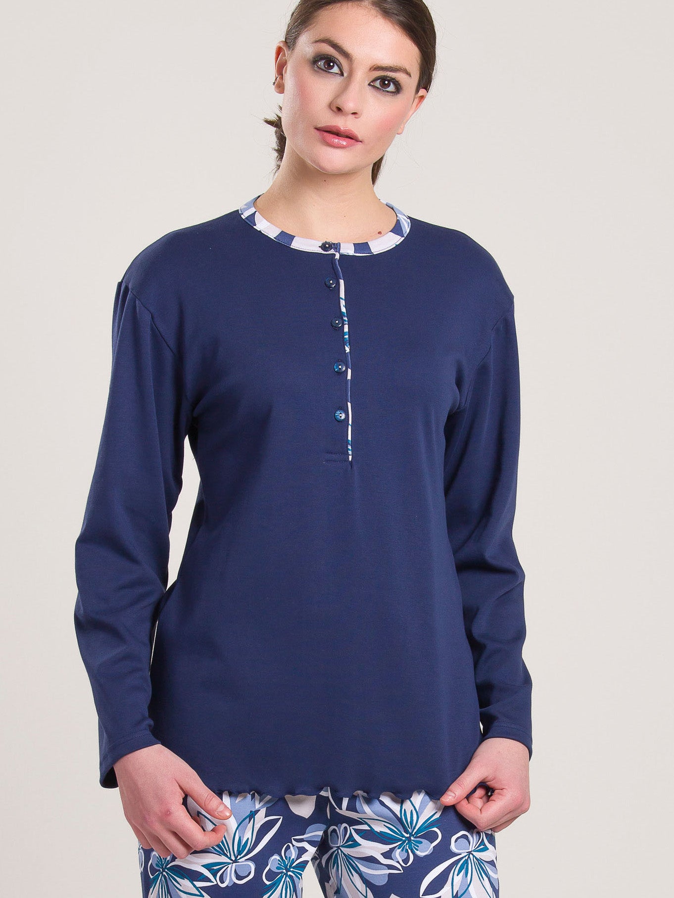Pigiama Caldo Cotone Blu Gary V50075
