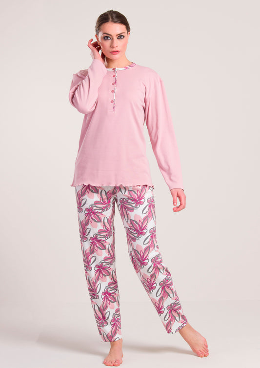 Pigiama Caldo Cotone Rosa Gary V50075