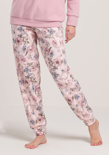 Pigiama Felpato Rosa a Fiori Gary V50132