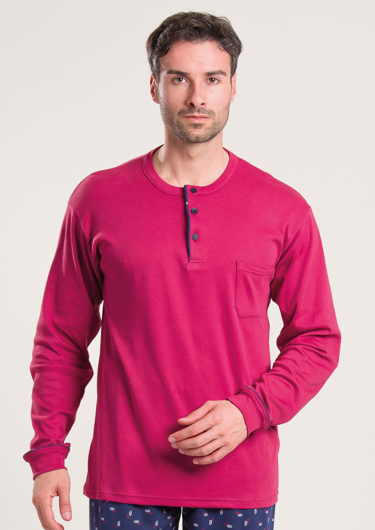 Pigiama Caldo Cotone Rosso Gary V60020